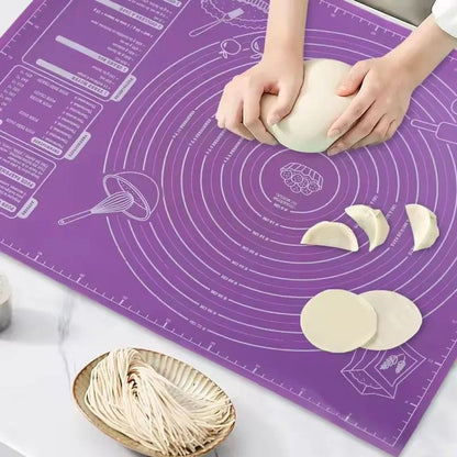 Premium Silicone Pastry & Baking Mat, Non-Stick Dough Rolling Mat with Measurements & Guide