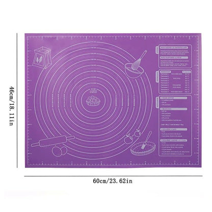 Premium Silicone Pastry & Baking Mat, Non-Stick Dough Rolling Mat with Measurements & Guide