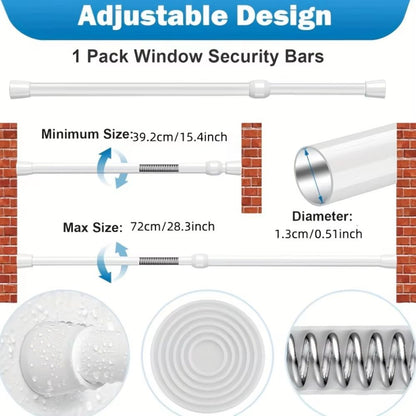 Adjustable Metal Safety Bar for Sliding Windows & Doors with Rubber-Tip Lock