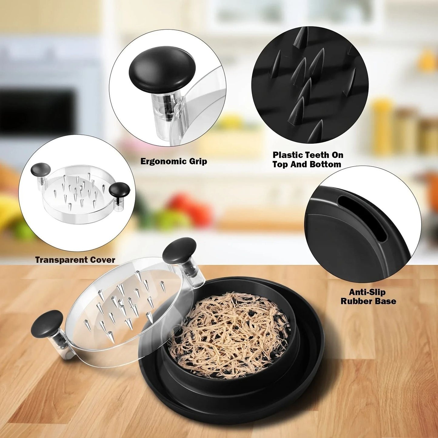 Chicken Shredder with Transparent Cover for Meat and Vegetable Chopping