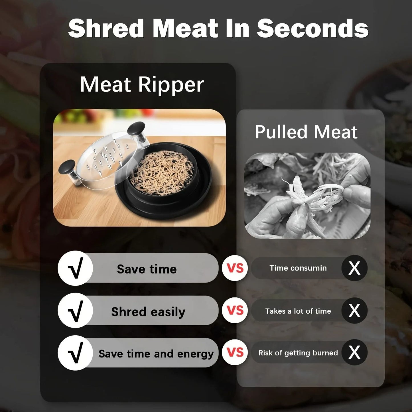 Chicken Shredder with Transparent Cover for Meat and Vegetable Chopping
