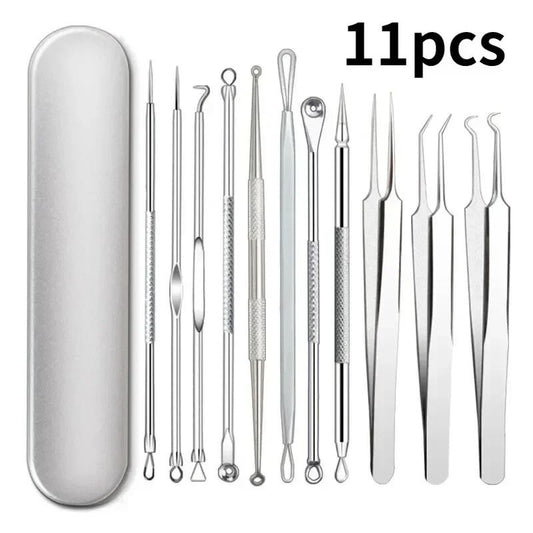 faciaAcne and Blackhead Remover Tool Set with Ultra Fine Tweezers and Extractor Needles