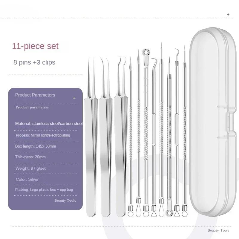 faciaAcne and Blackhead Remover Tool Set with Ultra Fine Tweezers and Extractor Needles