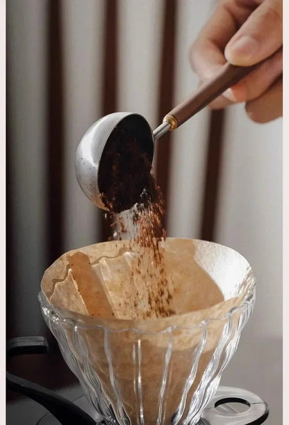 Walnut Wood Premium 25 ml Coffee Scoop – Long Handle Stainless Steel Measuring Spoon