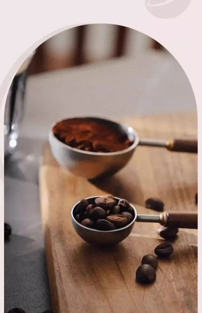 Walnut Wood Premium 25 ml Coffee Scoop – Long Handle Stainless Steel Measuring Spoon