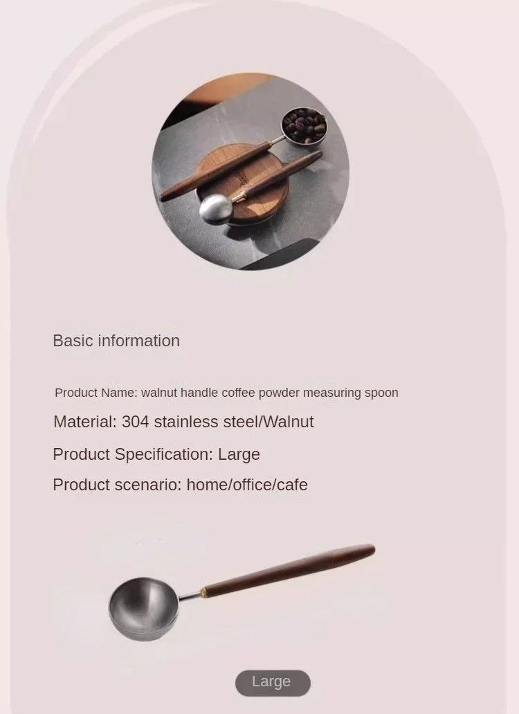 Walnut Wood Premium 25 ml Coffee Scoop – Long Handle Stainless Steel Measuring Spoon