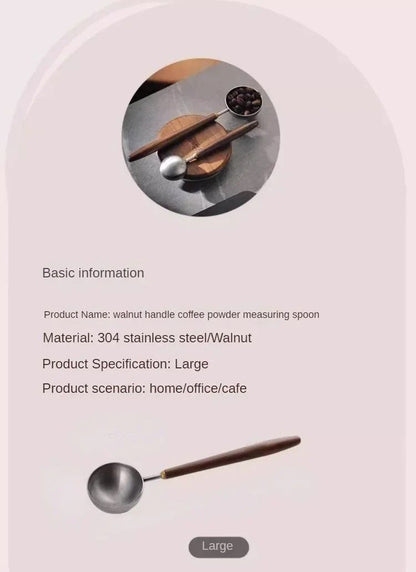 Walnut Wood Premium 25 ml Coffee Scoop – Long Handle Stainless Steel Measuring Spoon