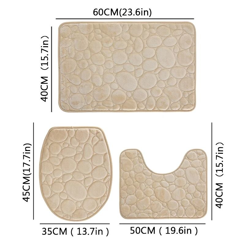 Stone Pattern Bathroom Mat Set