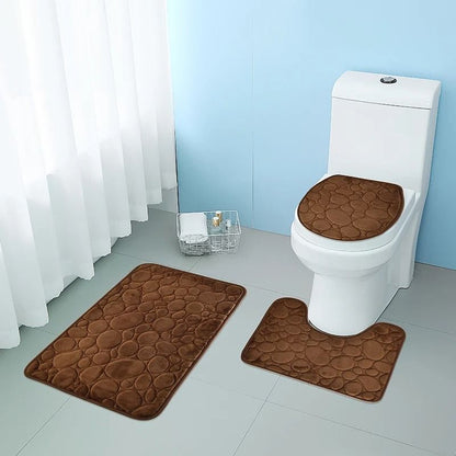 Stone Pattern Bathroom Mat Set