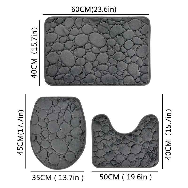 Stone Pattern Bathroom Mat Set