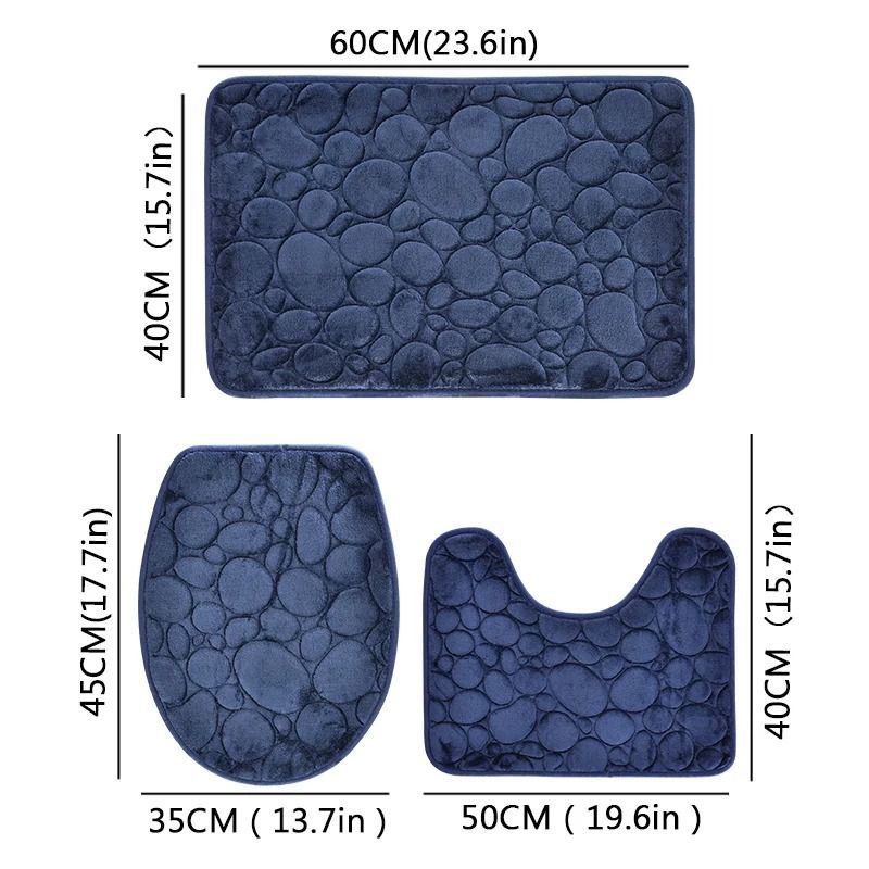 Stone Pattern Bathroom Mat Set