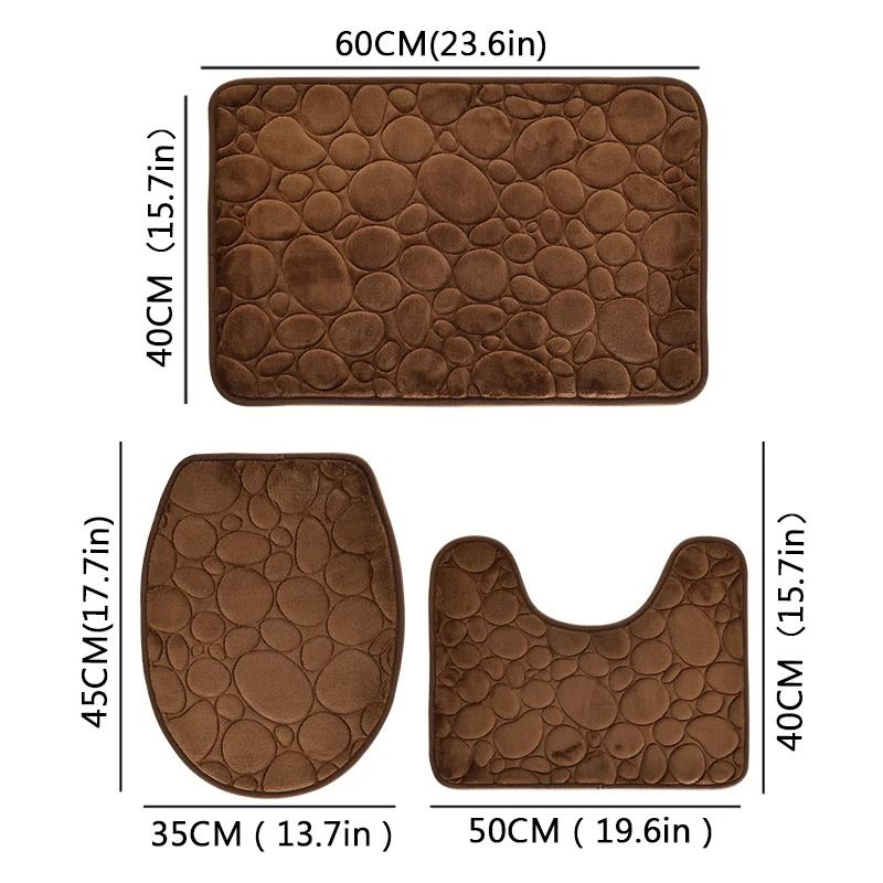 Stone Pattern Bathroom Mat Set
