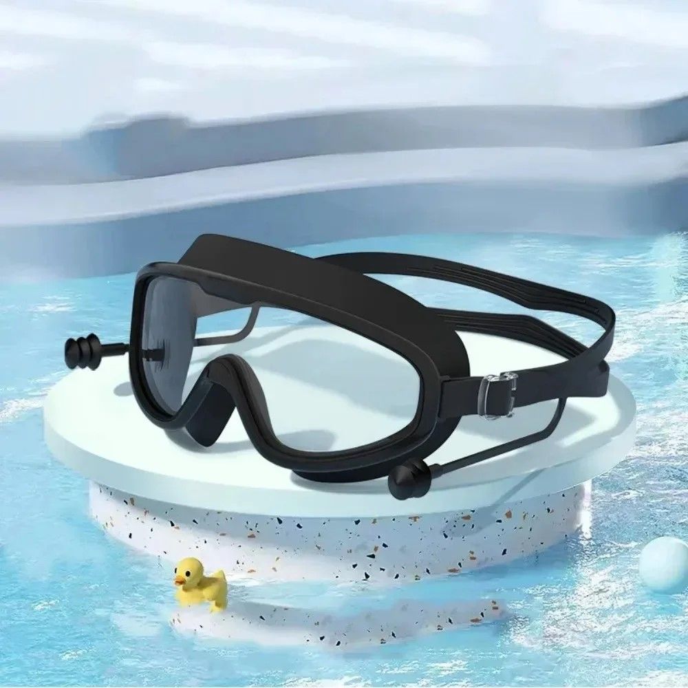 HydroVista Pro Wide Vision Silicone Swim Goggles with Earplug Combo, Large Frame, HD Anti-Fog Swim Eyewear