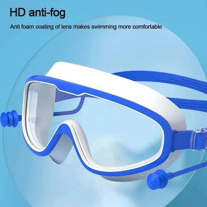 HydroVista Pro Wide Vision Silicone Swim Goggles with Earplug Combo, Large Frame, HD Anti-Fog Swim Eyewear