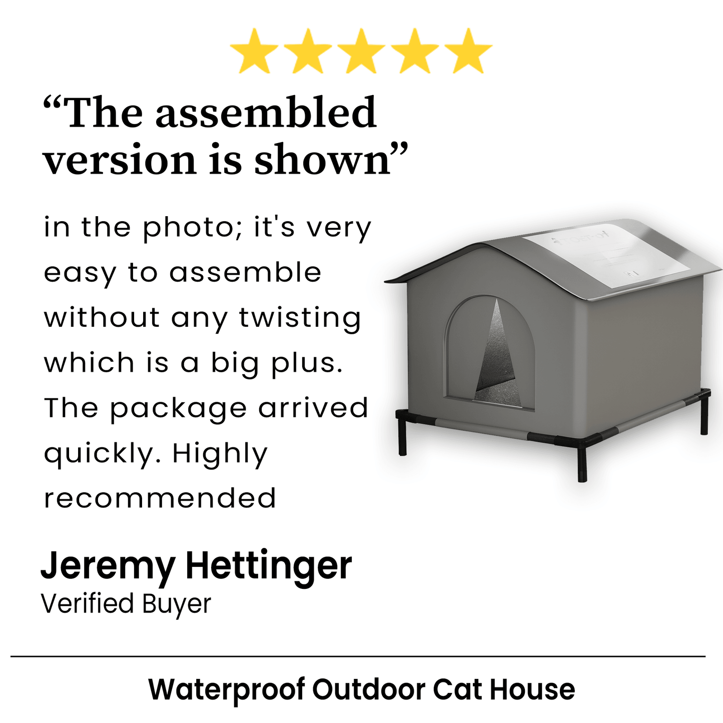 Waterproof Outdoor Cat House, Feral Cat Shelter with Cold Resistance