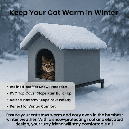 Waterproof Outdoor Cat House, Feral Cat Shelter with Cold Resistance