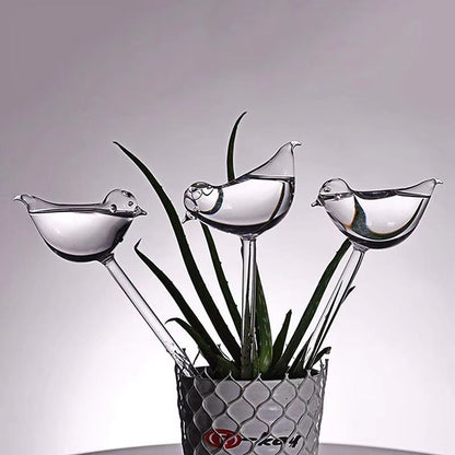 Bird-Shaped Self Watering Globes Hand-Blown Clear Glass Aqua Bulbs for Indoor and Outdoor Plants