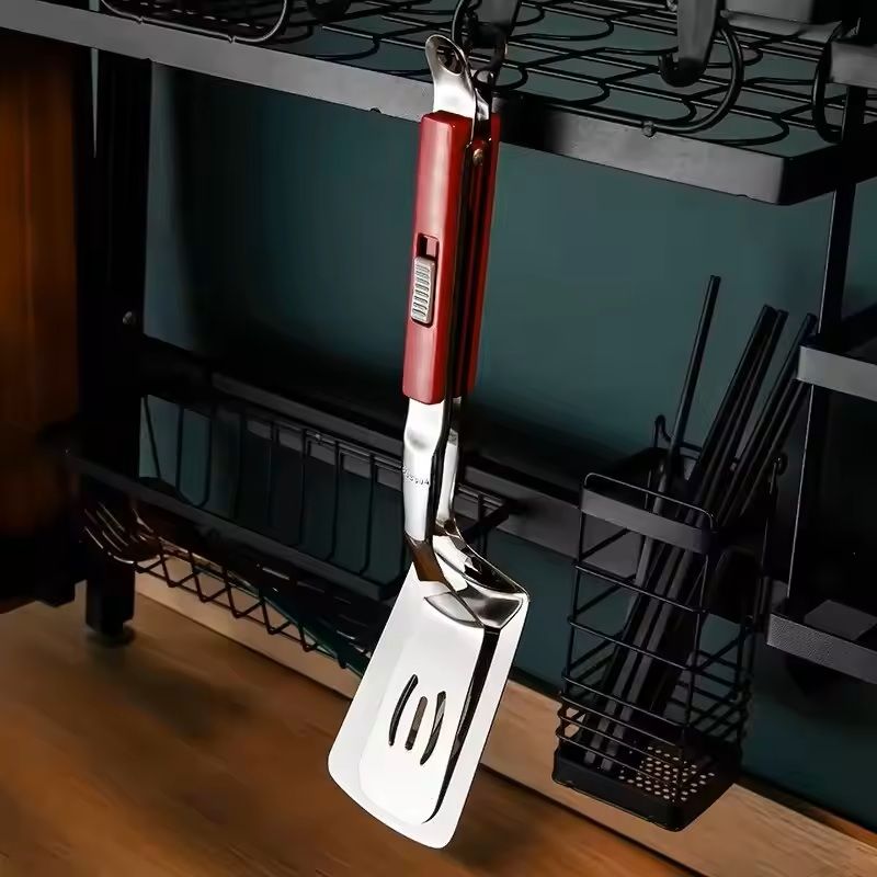 GrillMaster 304 Stainless-Steel Steak & Pancake Clip Spatula – Multi-Function BBQ Tongs