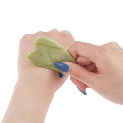 Natural Rose Jade Roller & Gua Sha Board Set – Facial, Eye & Body Massage Tool for Skin Lifting and Tension Relief