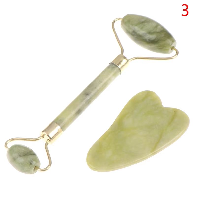Natural Rose Jade Roller & Gua Sha Board Set – Facial, Eye & Body Massage Tool for Skin Lifting and Tension Relief