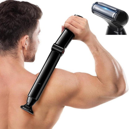 Electric Back Shaver for Men, Rechargeable Groomer, Foldable Handle Facial Hair Trimmer Razor, Back Hair Removal