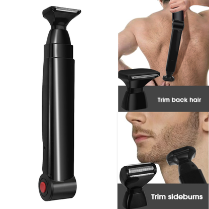 Electric Back Shaver for Men, Rechargeable Groomer, Foldable Handle Facial Hair Trimmer Razor, Back Hair Removal