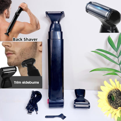 Electric Back Shaver for Men, Rechargeable Groomer, Foldable Handle Facial Hair Trimmer Razor, Back Hair Removal