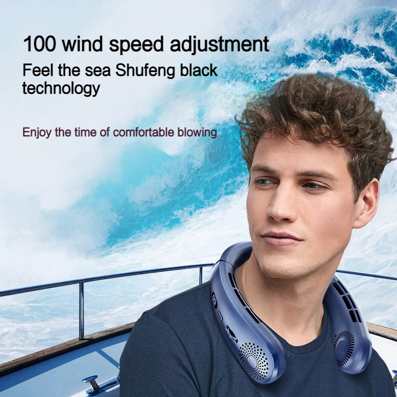 Low Noise Speed Hands Free Neck Fan, Lightweight Wearable Sports Fan for Indoor and Outdoor