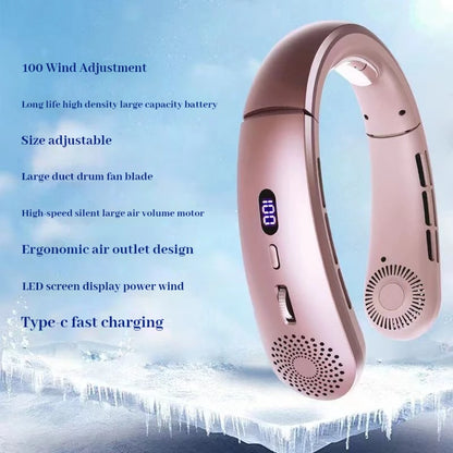 Low Noise Speed Hands Free Neck Fan, Lightweight Wearable Sports Fan for Indoor and Outdoor