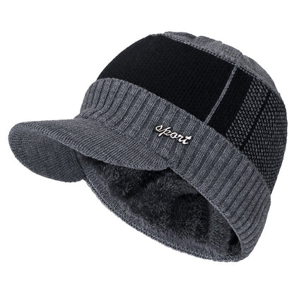 Thick Knitted Winter Hat for Men and Women, Fur Lined Beanie with Brim, Hats For Men Women Knitted Hat