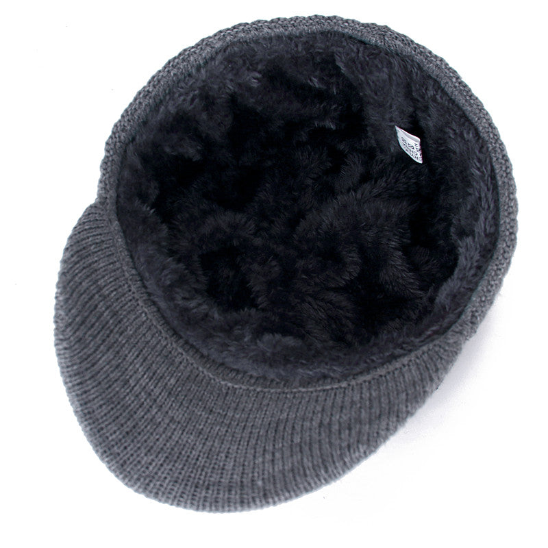 Thick Knitted Winter Hat for Men and Women, Fur Lined Beanie with Brim, Hats For Men Women Knitted Hat