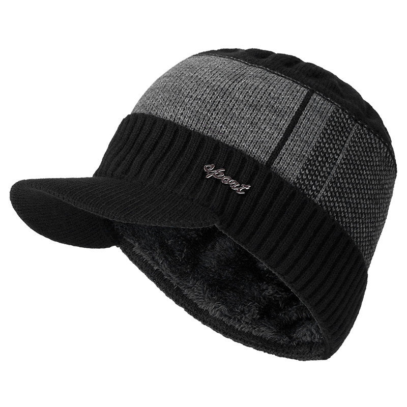 Thick Knitted Winter Hat for Men and Women, Fur Lined Beanie with Brim, Hats For Men Women Knitted Hat