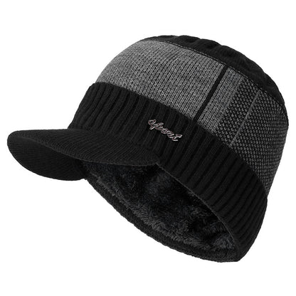 Thick Knitted Winter Hat for Men and Women, Fur Lined Beanie with Brim, Hats For Men Women Knitted Hat