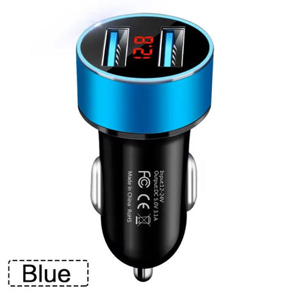 Dual USB Car Charger with LCD Voltmeter 3.1A for 12V 24V Vehicles