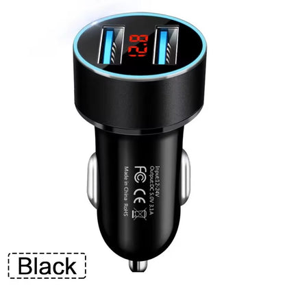 Dual USB Car Charger with LCD Voltmeter 3.1A for 12V 24V Vehicles