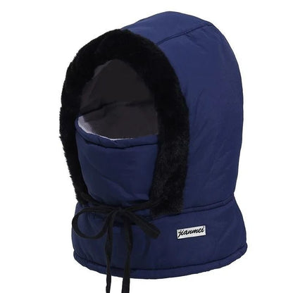 Cold Weather Thermal 3 in 1 Scarf Winter Windproof Hood Hat with Plush Neck Warmer