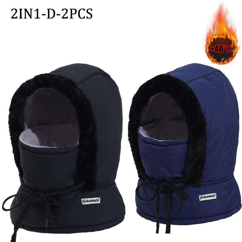 Cold Weather Thermal 3 in 1 Scarf Winter Windproof Hood Hat with Plush Neck Warmer