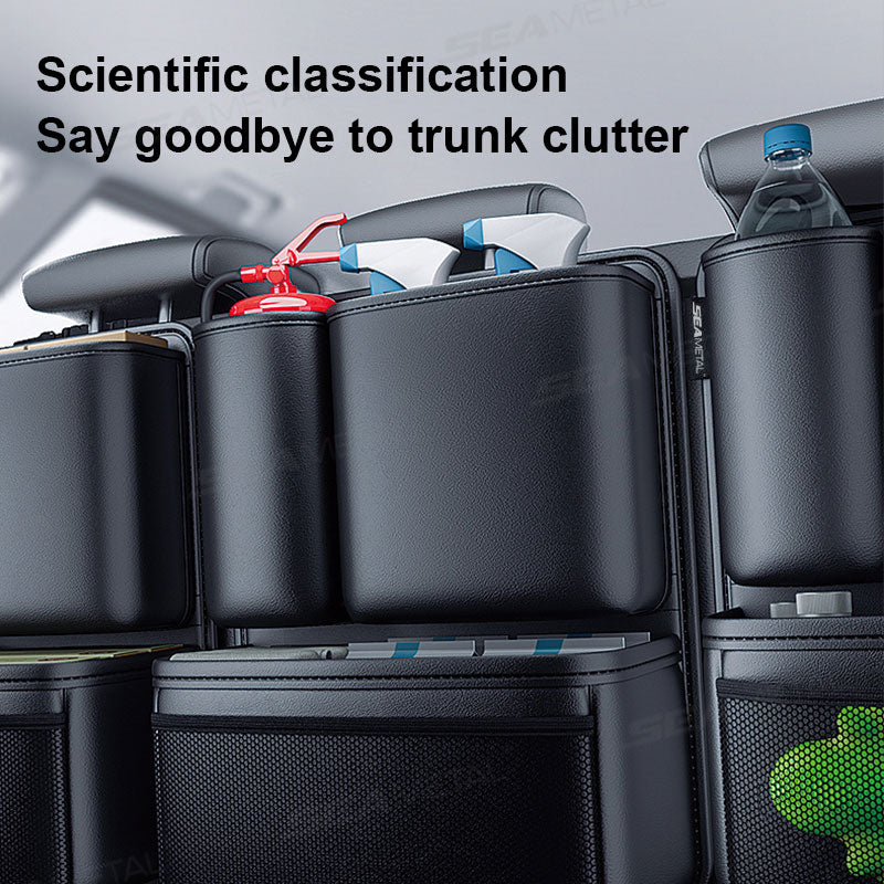 High-Capacity Car Trunk Leatherette Storage Bag, Detachable Auto Seat Back Pocket for Jeeps, Hanging Organizer