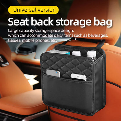 Leather Storage Bag for Car, Multifunctional Seat Storage Bag, Garbage Bag for Car Modelse