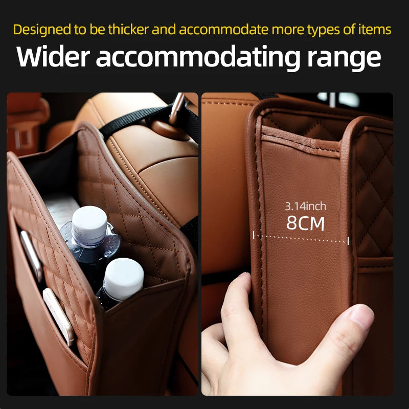 Leather Storage Bag for Car, Multifunctional Seat Storage Bag, Garbage Bag for Car Modelse