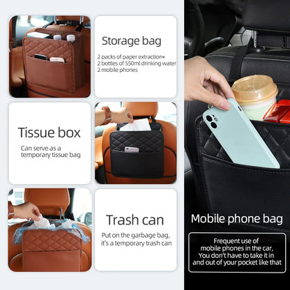 Leather Storage Bag for Car, Multifunctional Seat Storage Bag, Garbage Bag for Car Modelse
