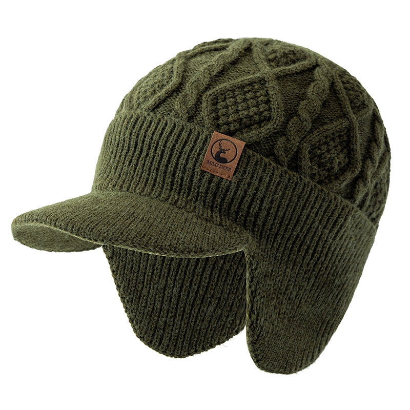 Warm Earflap Cap Stylish Unisex Beanie Hat Plush Fur Lined Winter Hat for Ski Sports Outdoors