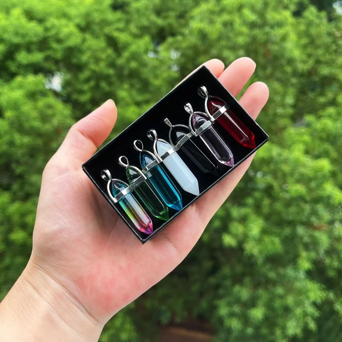 Bullet Shape Chakra Crystal Bead Set For Jewelry Making And Home Decor