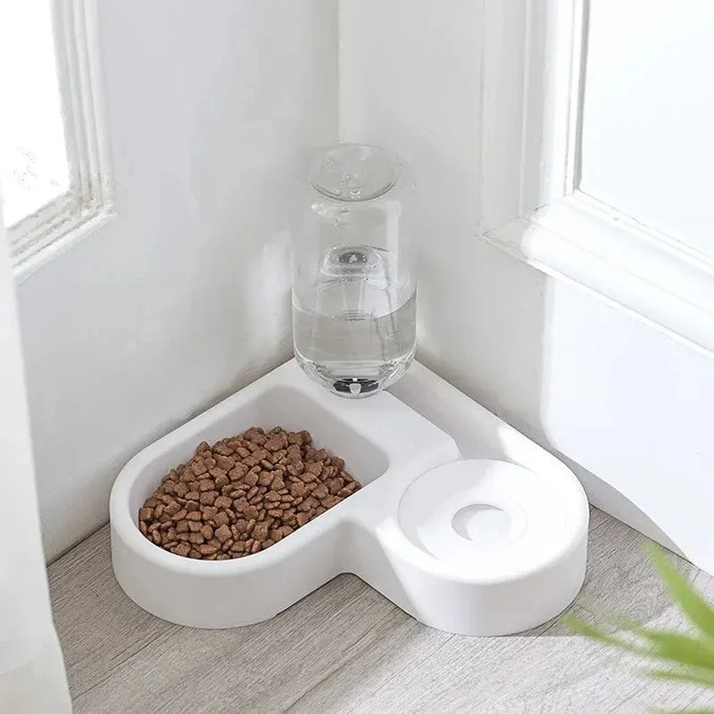 Cat and Dog Double Bowl with Automatic Water Dispenser, Anti-Tip Design for Pet Food