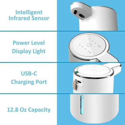 Automatic Soap Dispenser Touchless Foaming Dispenser 380ml USB Rechargeable Electric Foam Dispenser