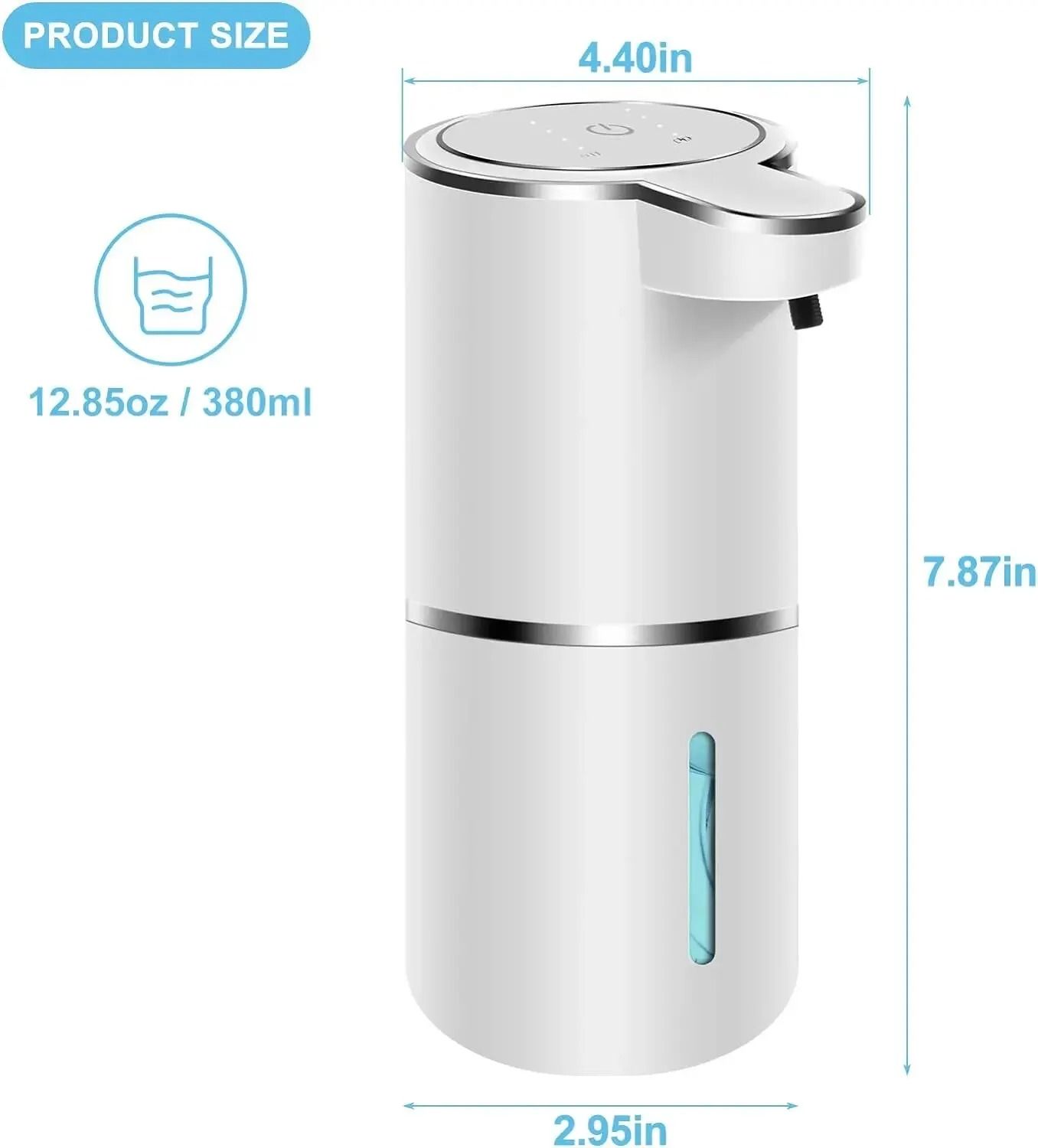 Automatic Soap Dispenser Touchless Foaming Dispenser 380ml USB Rechargeable Electric Foam Dispenser
