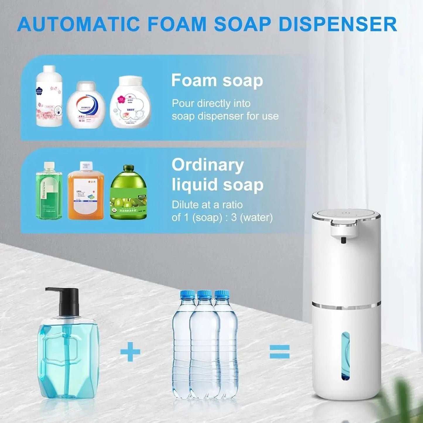 Automatic Soap Dispenser Touchless Foaming Dispenser 380ml USB Rechargeable Electric Foam Dispenser