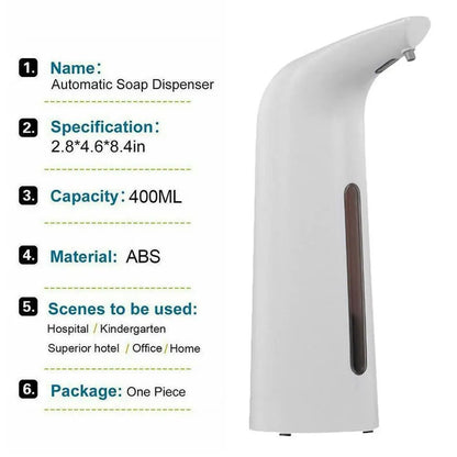Automatic Soap Sanitiser Dispenser Handsfree Infrared Sensor 400ml Touchless Countertop Dispenser