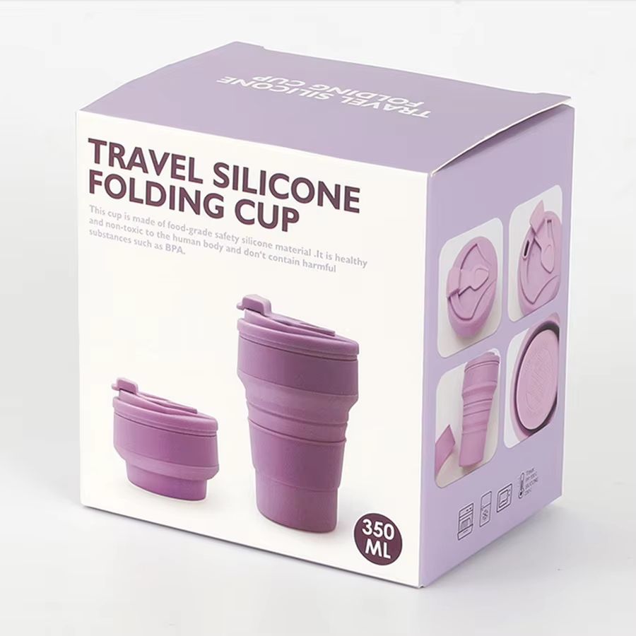 TravelFold 12oz Silicone Collapsible Cup with Lid – Reusable Portable Coffee & Hot-Drink Mug