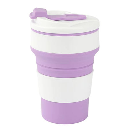 TravelFold 12oz Silicone Collapsible Cup with Lid – Reusable Portable Coffee & Hot-Drink Mug